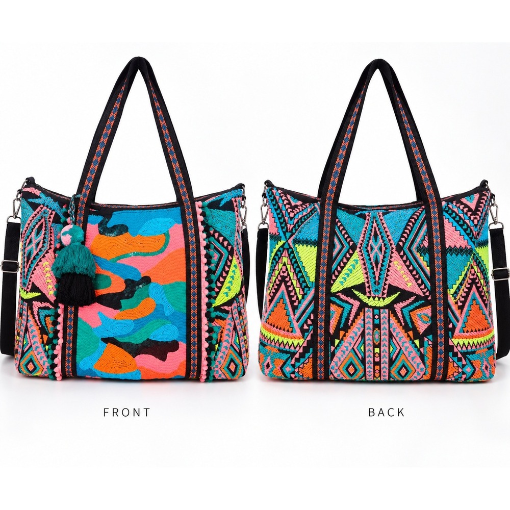 America & Beyond Beaded Weekender Bag NWOT